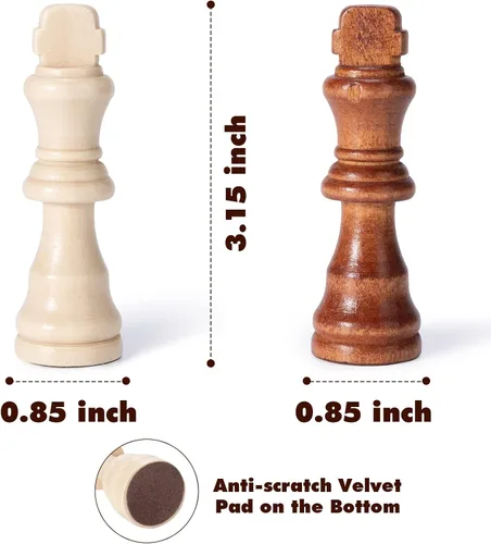 Miniatura 2 de Solo piezas de ajedrez de madera, 32 piezas de ajedrez de madera Staunton con rey de 3.15 pulgadas, peones de juego de ajedrez para juego de mesa