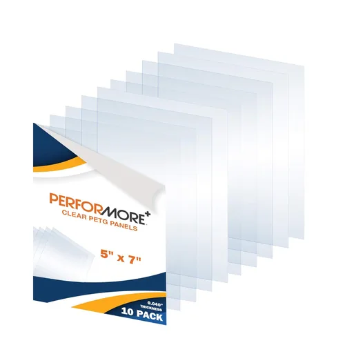 Performore Juego de láminas de plexiglás PETG transparente, paquete de 10 paneles acrílicos flexibles con película protectora de 5 x 7 pulgadas,