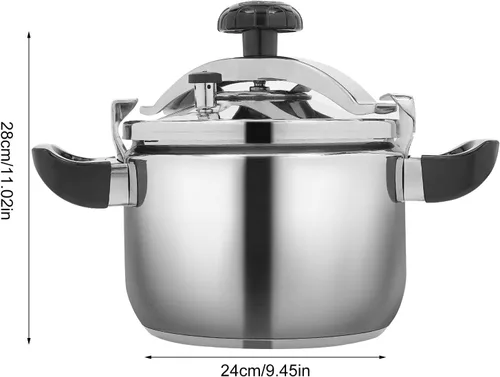 Miniatura 7 de PERFERATE Olla a presión de acero inoxidable de 60 Kpa, olla de presión de 6L/7 L, compatible con inducción con válvula de resorte, dispositivos