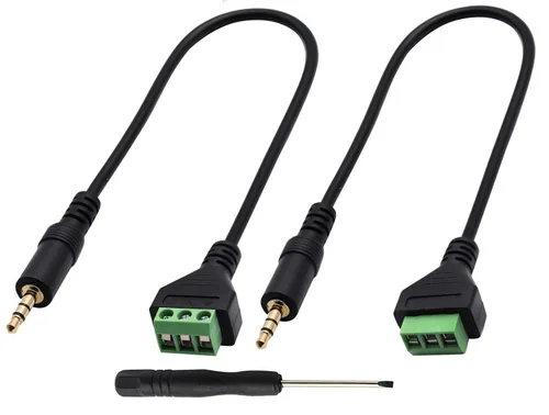 Miniatura 8 de Cable conector de bloque de terminales de tornillo de 0.138 in (1/8 pulgadas) 0.138 in TS mono macho a 2 pines/forma hembra tornillo cable adaptador