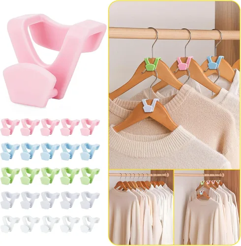 Miniatura 11 de HOUSE DAY Ganchos Colgadores que Ahorran Espacio Paquete de 60, Ganchos Conectores Blancos para Perchas de Ropa, Ganchos para Perchas Resistentes