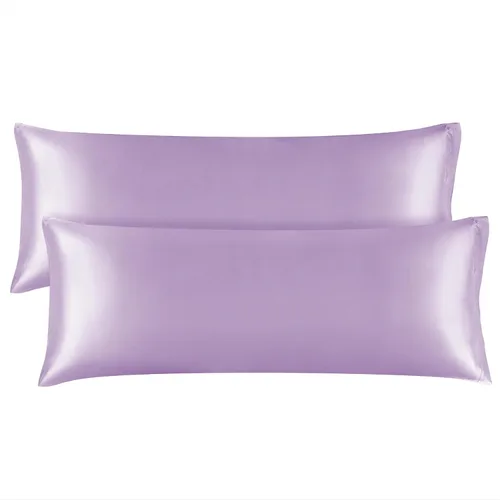 Miniatura 103 de Bedelite Funda de almohada de satén para el cuerpo, súper suave y refrescante, para el cabello y la piel, transpirable, sedosa y larga, 20 x 54 Rosa