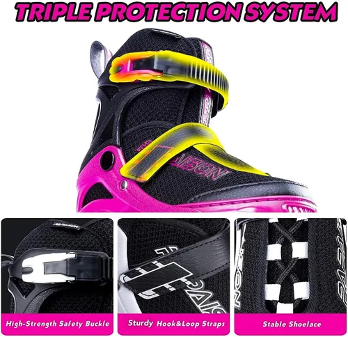 Miniatura 4 de PAPAISON Patines en línea ajustables para niños y adultos con ruedas completamente iluminadas, patines de ruedas para exteriores para niñas y niños