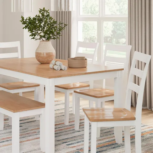 Miniatura 10 de Signature Design by Ashley Gesthaven - Juego de mesa de comedor moderno e informal con 4 sillas y banco, juego de 6, madera de mango, altura de mesa