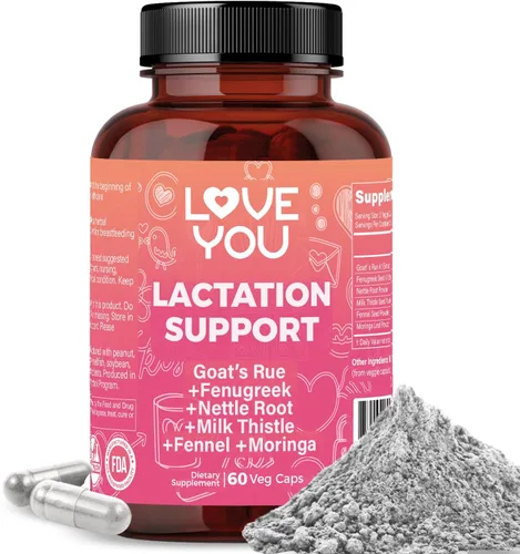 Love You Apoyo a la lactancia para madres que amamantan – Potenciador de leche de hierbas con fenogreco, moringa y rue de cabra – Suplemento