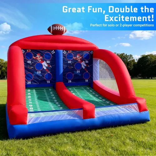 Miniatura 6 de OZIS Juegos inflables de carnaval con 4 bolas, objetivo de lanzamiento de fútbol con potente soplador, fácil configuración para comerciales