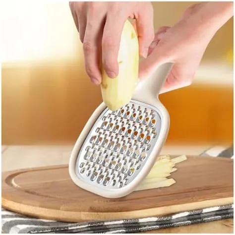 Miniatura 2 de Rallador de cocina de acero inoxidable con mango ergonómico, rallador de queso colgante y zester para cortar sin esfuerzo y fácil de limpiar (beige)
