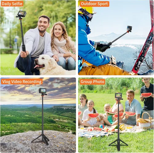 Miniatura 5 de VRIG - Trípode GoPro extensible de 20.1 pulgadas, trípode portátil para cámara de palo selfie para GoPro Max Hero 13 12 11 Mission 1 Pro/DJI Action