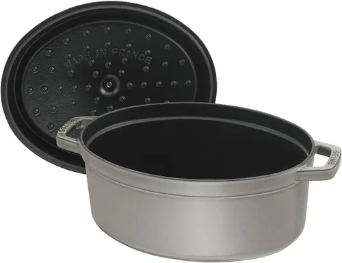 Miniatura 2 de Staub Hierro fundido Ovalado Cocotte de 1 cuarto - Gris grafito, fabricado en Francia