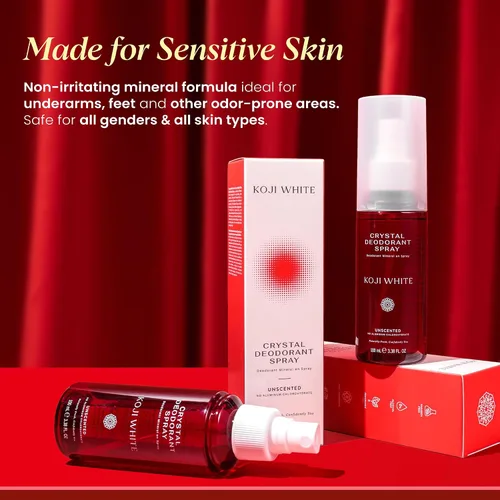 Miniatura 9 de Koji White Even Tone Desodorante Desodorante de sal en aerosol de cristal para mujeres, desodorante sin perfume para pieles sensibles, piedra