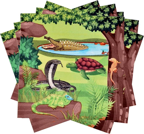 Miniatura 5 de Set de suministros para fiestas de serpiente de lagarto de reptil, 24 platos de papel de 24 platos de 24 7 pulgadas, 24 tazas de 9 onzas y 50