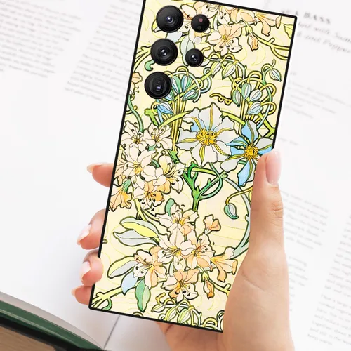 Miniatura 5 de Berkin Arts Funda compatible con Samsung Galaxy S22 Ultra, funda de silicona Art Nouveau Floral Flower (Clematis by Alphonse Mucha)