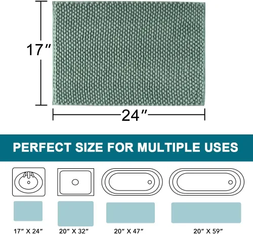 Miniatura 2 de Turquoize Alfombras de baño de felpilla antideslizante para baño, 17 x 24 pulgadas, extra suaves y absorbentes, lavables a máquina, perfectas