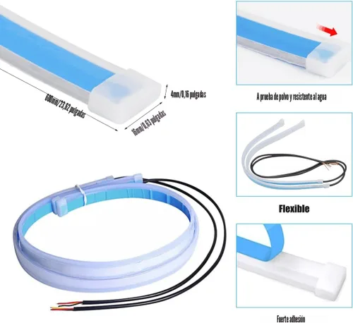 Miniatura 4 de TEKSHINNY - Tiras de luces LED para autos, 2 piezas de 24 pulgadas, tiras LED flexibles para faros delanteros, color dual, luces de señal de giro