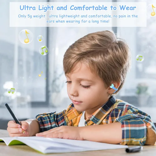 Miniatura 2 de BANIGIPA Auriculares Inalámbricos Verdaderos para Niños, Audífonos Bluetooth 5.4 de Oído Abierto para Niños, Niñas y Adolescentes, Ligeros y Azul