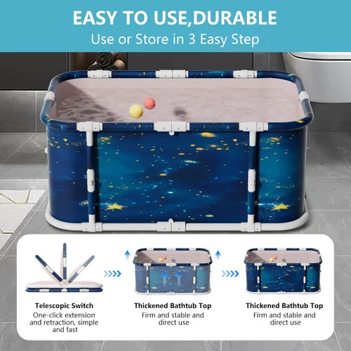 Miniatura 3 de Simcat Bañera plegable portátil grande de 45 pulgadas para adultos, bañera separada de terapia de spa apta para la familia, bañera de hidromasaje