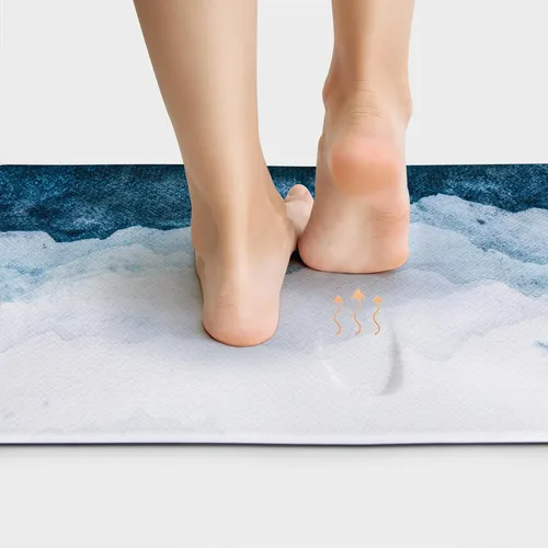 Miniatura 4 de Alfombrillas de cocina QIYI, de piel de PVC, seguras, lavables, antideslizantes, impermeables, acolchadas, fáciles de limpiar, Casual, Acuarela