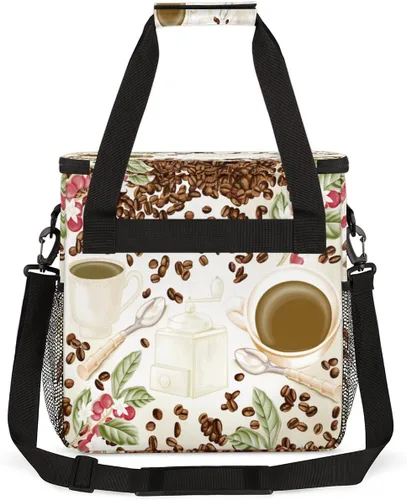 Miniatura 5 de Bolsa de transporte con diseño de acuarela para cafetera de granos de café, bolsa tote de almacenamiento y viaje para café, compatible con cafetera