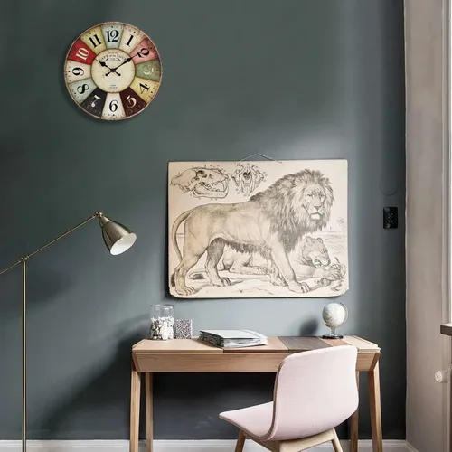 Miniatura 6 de Reloj de pared de 12 pulgadas, estilo retro, rústico, de cuarzo, silencioso, sin tictac, de madera, funciona con pilas, para sala de estar, cocina