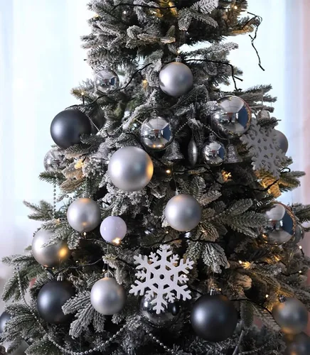 Miniatura 59 de AMS Esferas de Navidad de 2.36 pulgadas/60mm, 34 unidades, adornos grandes, decoraciones para fiestas, inastillables, colgantes festivos para Negro