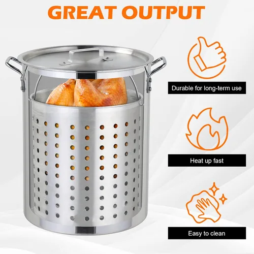 Miniatura 4 de Freidora – Kit de olla de aluminio de 30 cuartos de galón de mariscos y freidora de pavo con termómetro, cesta, propano para cangrejo, langosta