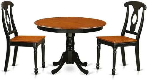 Miniatura 7 de East West Furniture HLKE3-BCH-LC Juego de mesa y sillas de cocina de 3 piezas contiene una mesa de comedor redonda con pedestal y 2 sillas tapizadas