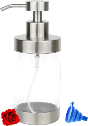 Miniatura 9 de Dispensador de jabón para encimera, color negro mate, dispensador de loción de 11.8 onzas con bomba, dispensador de jabón de mano de acero