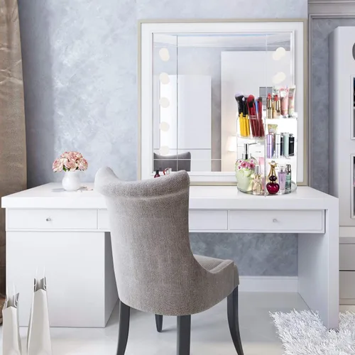Miniatura 8 de COYAHO Organizador de maquillaje giratorio 360, encimera giratoria, estante de soporte para cosméticos, organizadores de maquillaje y almacenamiento