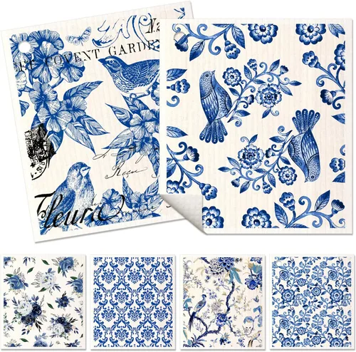 Miniatura 15 de Miss Adola 6 unidades de paños suecos para cocina - paños reutilizables para lavar platos, toallas de cocina absorbentes, lindas y divertidas, Bohemi