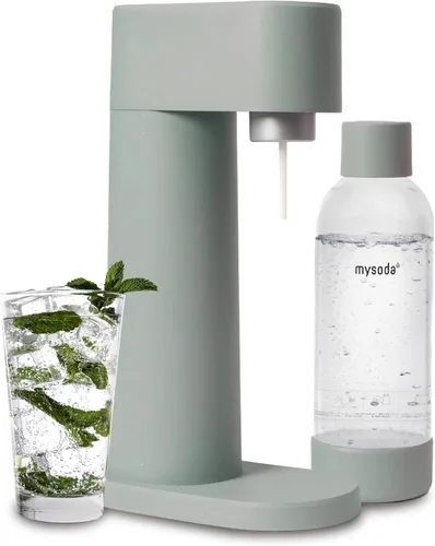 Mysoda Woody Soda Streaming Machine - Máquina silenciosa de agua carbonatada robusta de aluminio de larga duración - Con botella de agua de 1 litro