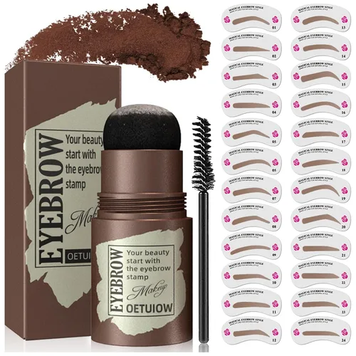 Miniatura 5 de Kit de sellos y plantillas para cejas, kit de plantillas y sellos para cejas a prueba de manchas, de larga duración e impermeable, kit de 24 cejas