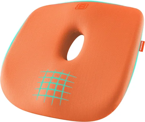 Miniatura 10 de Skechers Cojín de asiento de espuma viscoelástica, cojín para silla de oficina con forma de dona para aliviar el dolor de coxis, almohada para silla
