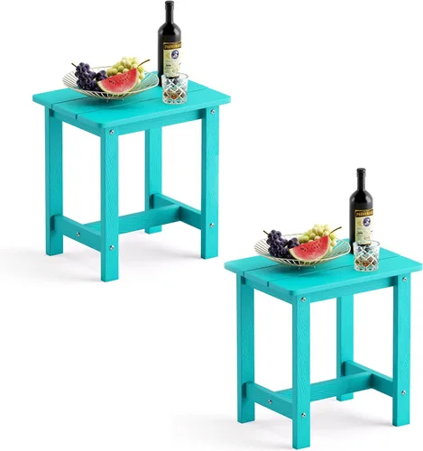 Miniatura 16 de LUE BONA - Mesa auxiliar para exteriores, mesa pequeña de exterior HDPS, mesa auxiliar Adirondack, mesa auxiliar de exterior para patio, porche