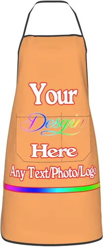 Miniatura 25 de Delantal de diseño personalizado para mujeres y hombres con bolsillos, delantal de cocina personalizado, diseño de logotipo de texto