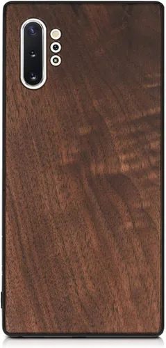 Miniatura 3 de kwmobile Funda de madera real compatible con Samsung Galaxy Note 10 Plus, cubierta de madera dura con parachoques de TPU, color marrón oscuro
