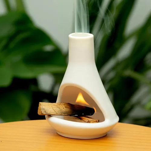 Miniatura 10 de MOUGIGI Soporte de cerámica prémium para palosanto y cuenco para difuminar, mini chiminea, quemador multiusos para palitos de salvia, conos
