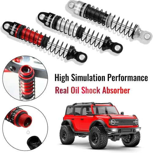 Miniatura 5 de OGRC Amortiguadores Absorbedores de Aceite Roscados de 60mm Amortiguador Roscado para TRX4M 1/18 RC Crawler Piezas de Actualización (Negro Rojo)
