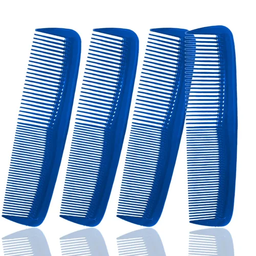 Soft 'N Style Cuidado del cabello, 4 paquetes de peines irrompibles - peine para hombres/peine de dientes finos/peines para cabello Azul marino