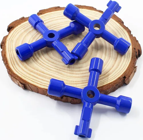 Miniatura 3 de 3 llaves eléctricas multifuncionales de 4 vías para gabinete, llave cuadrada triangular para elevador, válvula de medidor de agua, gabinete de Azul