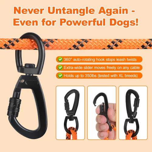 Miniatura 3 de Correa de perro de 25 pies, correa larga para perros al aire libre, cable de amarre de perro, correa para acampar, atadura para el patio, línea