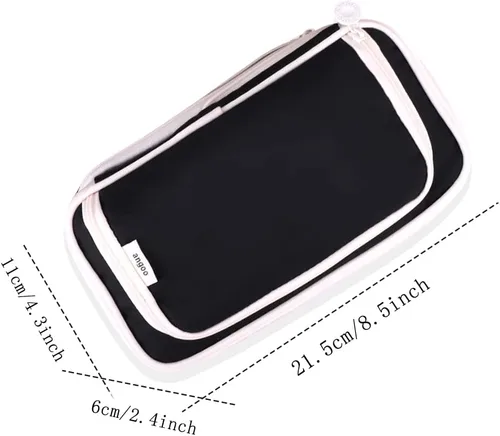 Miniatura 5 de iSuperb Estuche para lápices de gran capacidad, bolsa portátil para bolígrafos con 2 compartimentos, organizador de bolígrafos negro