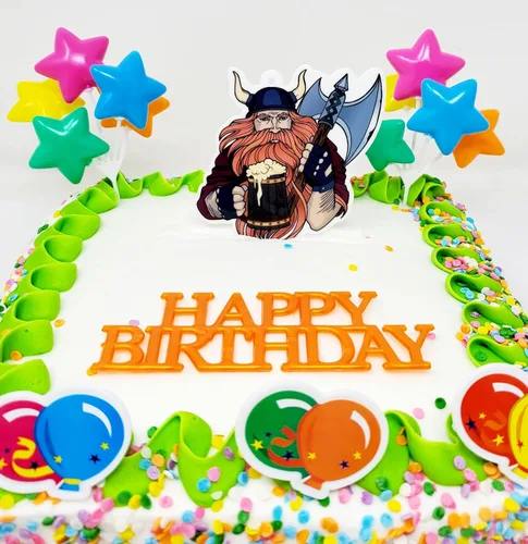 Miniatura 3 de Juego de decoración para pastel de cumpleaños de 7 piezas con temática vikinga