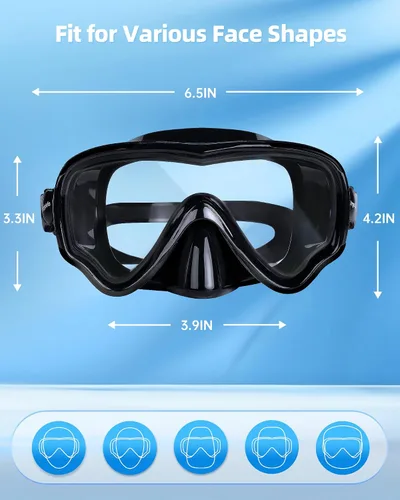 Miniatura 7 de VegoVia Gafas de natación para adultos con cubierta para la nariz, visión amplia transparente de 180°, sin fugas, máscara de buceo, gafas de piscina