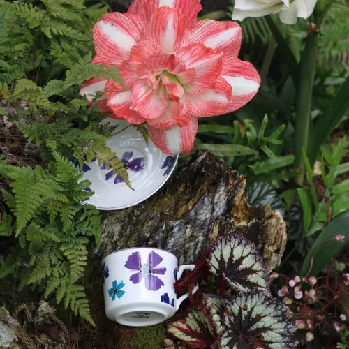 Miniatura 7 de GuangYang Juego de 6 tazas de té de 7 onzas, diseño de flores de color elegante