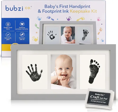 Miniatura 7 de Bubzi Co Kit de huellas de manos y marco de fotos de huellas para niñas y niños recién nacidos, set de regalo único para baby shower, decoraciones