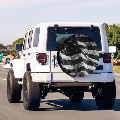 Miniatura 3 de Cubierta de neumático de repuesto con bandera estadounidense de camuflaje, a prueba de polvo, para remolque, RV, SUV y muchos vehículos, 12 pulgadas