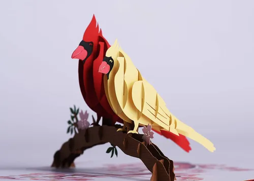 Miniatura 6 de 3D Popup Card of Cardinal Bird Couple, Paper Art & Handicraft, Greeting Card, Birthday, Anniversary, Christmas, Mothers Day, Fathers Day Card