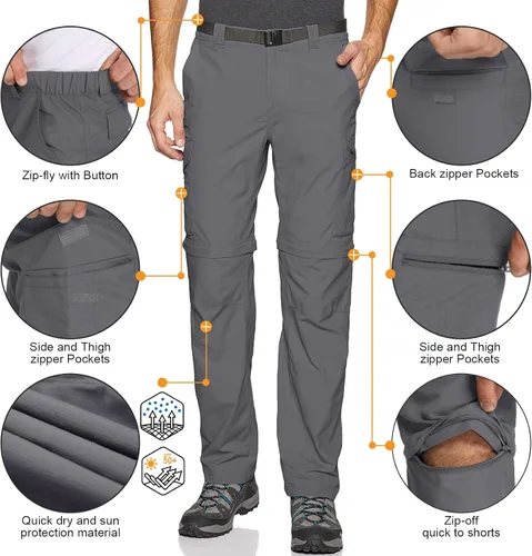 Miniatura 6 de Pantalones de senderismo para hombre, convertibles, ligeros, de secado rápido, para pesca, safari, campamento, viajes, para niño explorador