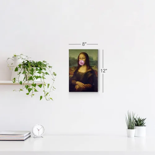 Miniatura 5 de Smile Art Design Obra maestra de Leonardo Da Vinci Mona Lisa - Lienzo impreso en lienzo con diseño de chicles rosados, pinturas famosas, arte