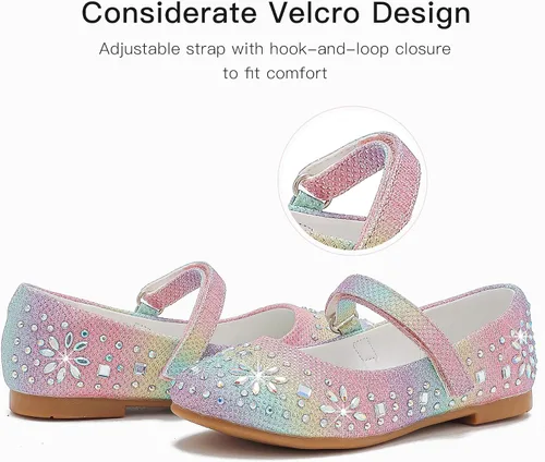 Miniatura 6 de Furdeour Girls Dress Shoes Mary Jane Flower Wedding Party Bridesmaids Shoes Glitter Princess Ballet Flats for Kid Toddler